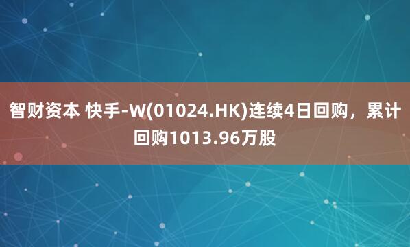 智财资本 快手-W(01024.HK)连续4日回购,累计回购1013.96万股